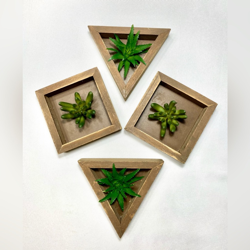 Decorative Succulent Wood Box Wall
Hanging Art Decor - 4 Piece Set
Natural